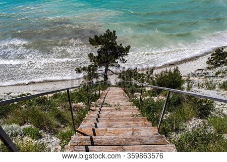Stairs Leading To The Sea. 