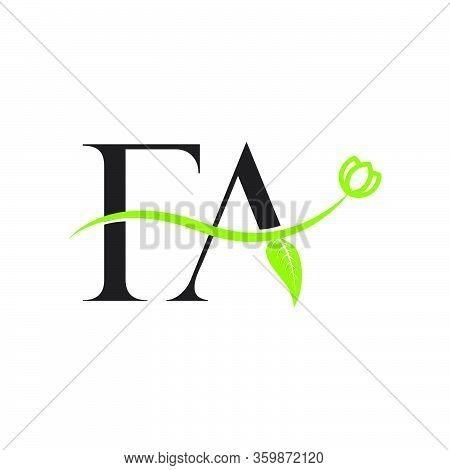 Elegant Feminim Minimalist Initial Fa Letter Logo With Flower