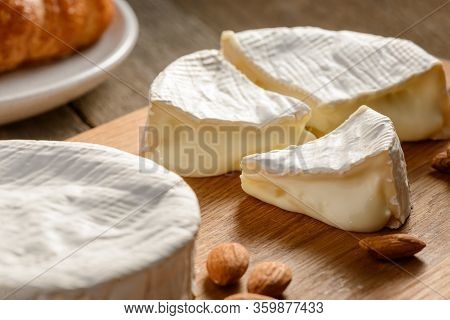 Close Up On Camember Cheese. Ingredient For Puff Pastry Filling
