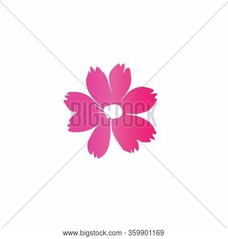 Sakura Flower Petal Icon Isolated On White Background. Pink Sakura Petal Vector Illustration With Fl