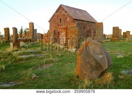 Stone Chapel At Noratus Cemetery, The Oldest Armenian Cemetery And Containing The World's Largest Kh
