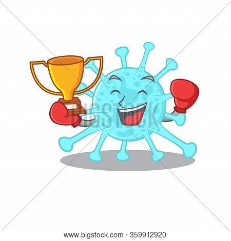 An Elegant Boxing Winner Of Cegacovirus Mascot Design Style