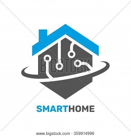 Smart House Logo. Digital Technology In Our Life. Concept Digital Smart House. Eps 10
