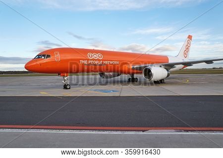 BUDAPEST, HUNGARY - DECEMBER 01, 2015: Boeing 757-200PF cargo aircraft of Belgian TNT Airways, now known as ASL airlines parked in Budapest