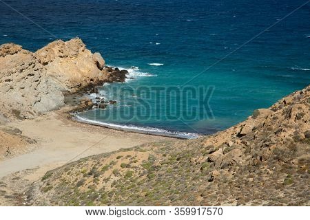 Beautiful beach with turquoise water in Naxos in Greece the biggest island of the cyclades
