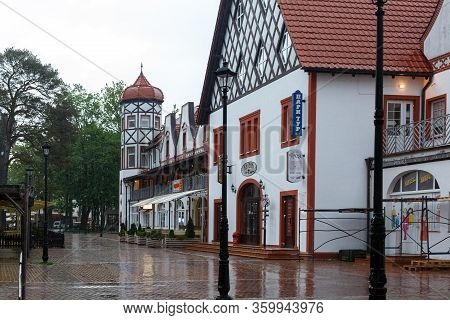 Svetlogorsk, Russia - May 17.2018: City Resort In The Kaliningrad Region. Raushen, Shopping Complex,
