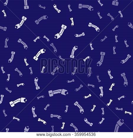 White Police Electric Shocker Icon Isolated Seamless Pattern On Blue Background. Shocker For Protect