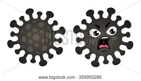 Vector Set Icons Of Coronavius. Vector Illustration Of Angry Coronavirus. Stop Coronavirus.