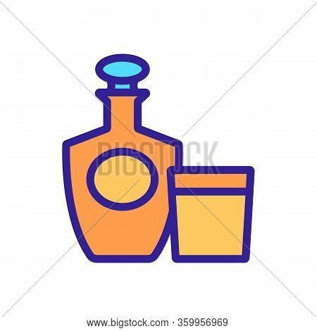 Brandy Bottle Glass Icon Vector. Brandy Bottle Glass Sign. Color Contour Symbol Illustration