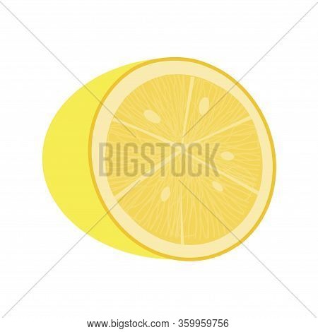 Fresh Lemon Fruit On White Background. Vector Illustration In Trendy Flat Style. Eps 10.