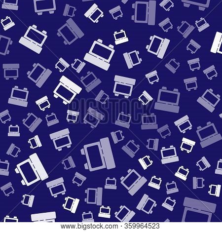 White Fuse Of Electrical Protection Component Icon Isolated Seamless Pattern On Blue Background. Mel