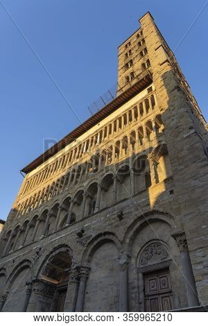 Historic Buildings In Arezzo, Tuscany, Italy. Church Of Santa Maria Della Pieve