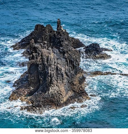 Small Island, Frozen Lava In The Ocean, Blue Sea, Tenerife