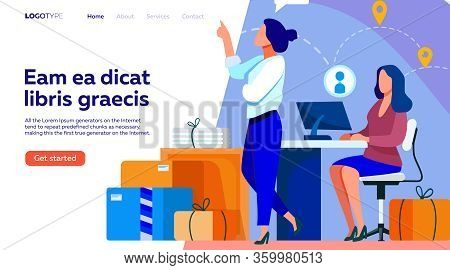 People Working At Post Office Flat Vector Illustration. Shipping And Delivery Service Concept. Mail 