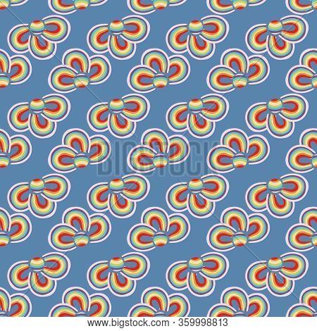 Rainbow Clover Shapes Seamless Vector Pattern. Colorful Surface Print Design. For Fabrics, Stationer