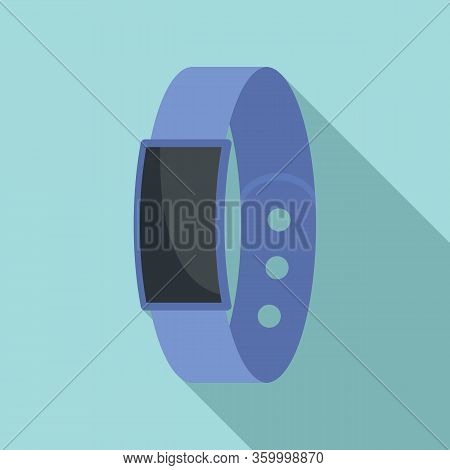Pedometer Bracelet Icon. Flat Illustration Of Pedometer Bracelet Vector Icon For Web Design