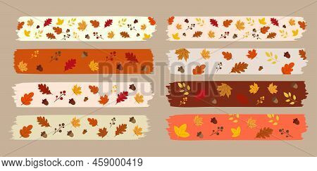 Autumn Fall Concept Washi Tape Illustration For Design