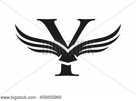 Letter Y Wing Logo Design. Initial Flying Wing Y Letter Logo. Letter Y Wings Symbol Concept
