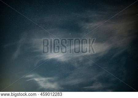 Beautiful Noctilucent Cloud Formations Against Milky Way Background Night Sky