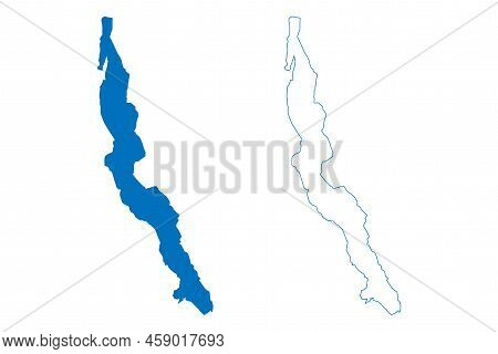 Lake Tanganyika (tanzania, Africa, African Great Lakes) Map Vector Illustration, Scribble Sketch Map
