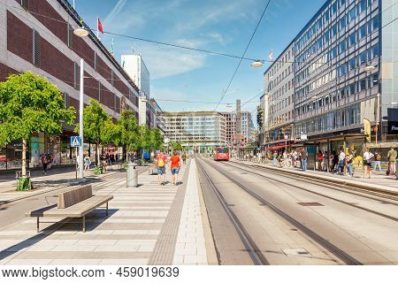 Stockholm, Sweden - June 25 2022: Norrmalm District In Central Stockholm, With The Famous Swedish De