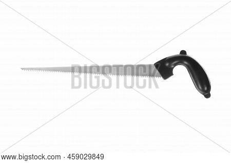 A Closeup Shot Of An Old Hacksaw Isolated On White Background