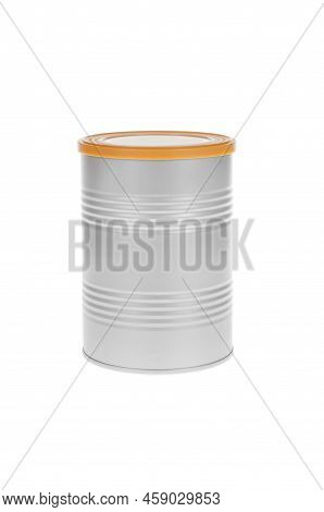 Tin Can Of Tinned Food On A White Background
