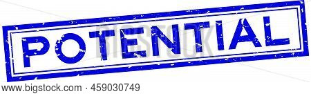 Grunge Blue Potential Word Sqaure Rubber Seal Stamp On White Background