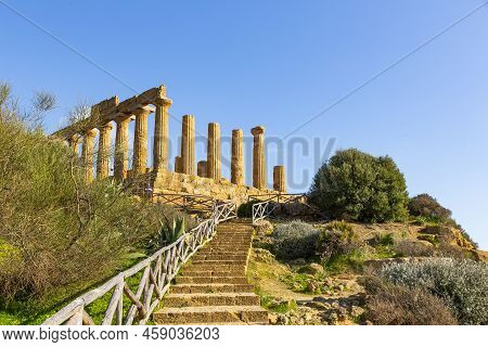 Temple Of Hera Lacinia, Juno, In The Valley Of The Temples In Agrigento