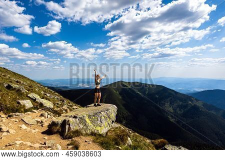 Woman On Dumbier Low Tatra Landscape