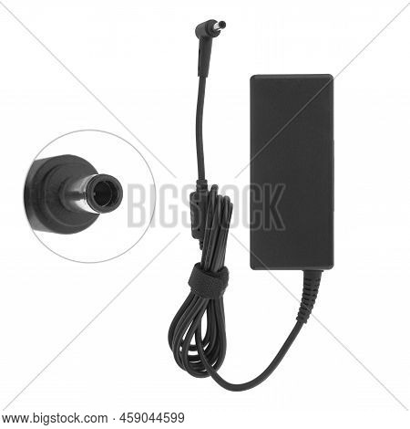 Laptop Power Adapter, Laptop Spare Part, On White Background