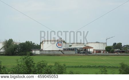 Brandizzo, Italy - Circa July 2022: Esso Fuel Tanks