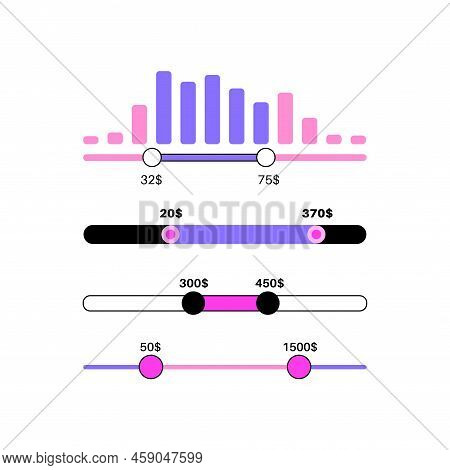 Price Range Scrollbar In Web Form, Online Application. Filter Slider On Website, Flat User Interface