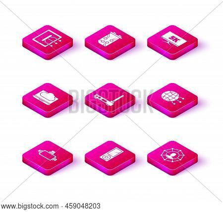 Set Virtual Reality Glasses, Router Wi-fi Signal, Project Team Base, Global Social Network, Monitor 