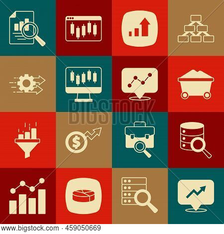 Set Financial Growth, Server, Coal Mine Trolley, Stocks Market Graphs, Time Management, Document Wit