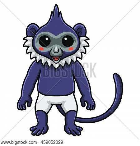 Vector Illustration Of Cute Delacour's Langur Cartoon Standing