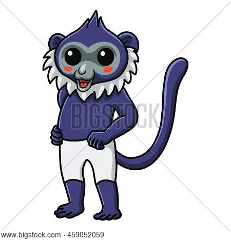 Vector Illustration Of Cute Delacour's Langur Cartoon Standing