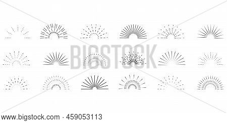 Fireworks Set. Hand Drawn Fireworks. Vector Illustration. Stock Image.
