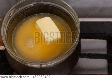 Bain-marie With Sugar, Butter And Honey On Saucepan
