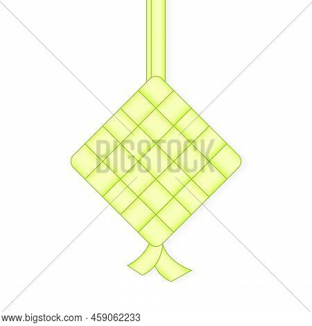 Realistic 3d Ketupat. 3d Ketupat Rice Dumpling Eid Mubarak. Ketupat Icon Illustration. Vector Illust
