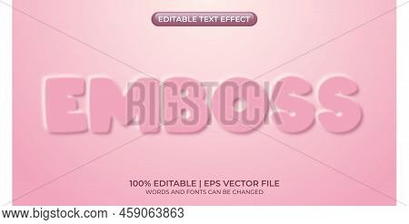 Editable Text Style Effect. Emboss Theme Style. 3d Embossed Vector Text Style Effect