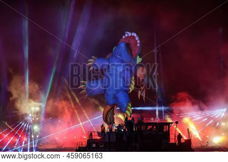 Cracow, Poland - June 4, 2022: Great Dragon Parade. The Great Outdoor Show On The Vistula River.