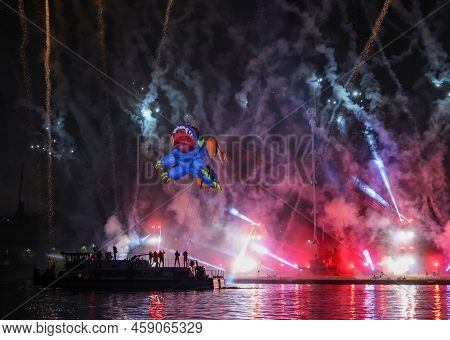 Cracow, Poland - June 4, 2022: Great Dragon Parade. The Great Outdoor Show On The Vistula River.