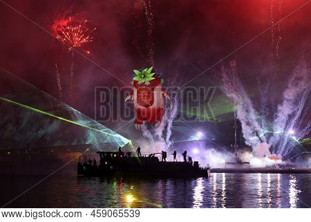 Cracow, Poland - June 4, 2022: Great Dragon Parade. The Great Outdoor Show On The Vistula River.