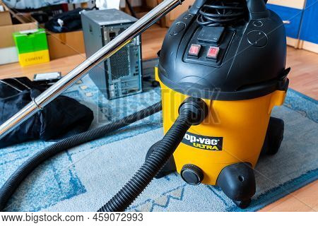 Miercurea Ciuc, Romania- 01 August 2022: Shop Vac Industrial Vacuum Cleaner Used For Home Cleaning.