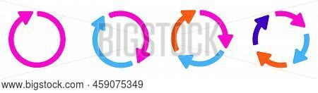 Set Of Circle Arrow Vector Icons. Round Reload Sign. Rotate Arrow Symbol. Refresh Arrow Icon. Recycl