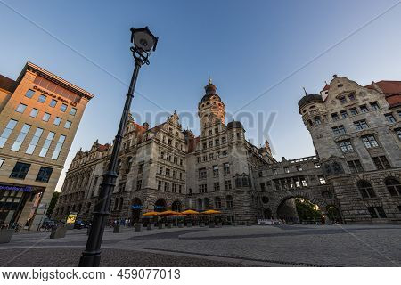 Leipzig, Germany - July 02, 2022: The City Center Of The Saxony Metropolis. Sunset At The New Town H
