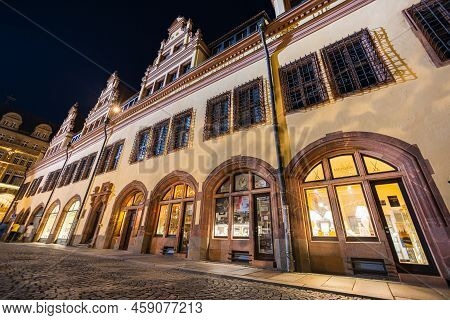Leipzig, Germany - July 02, 2022: The City Center Of The Saxony Metropolis At Night. The Old Town Ha