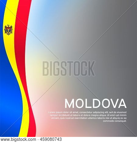 Abstract Waving Moldova Flag. State Patriotic Moldavian Cover, Flyer. Creative Background For Moldov