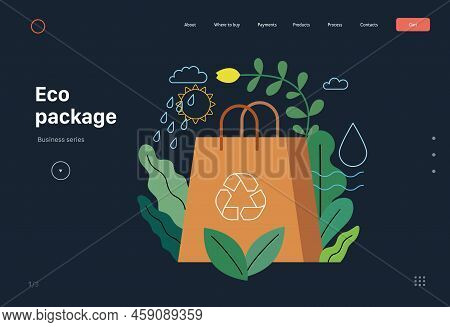 Ecology - Eco Package -modern Flat Vector Concept Illustration Of A Paper Bag Durrounded By Plants, 